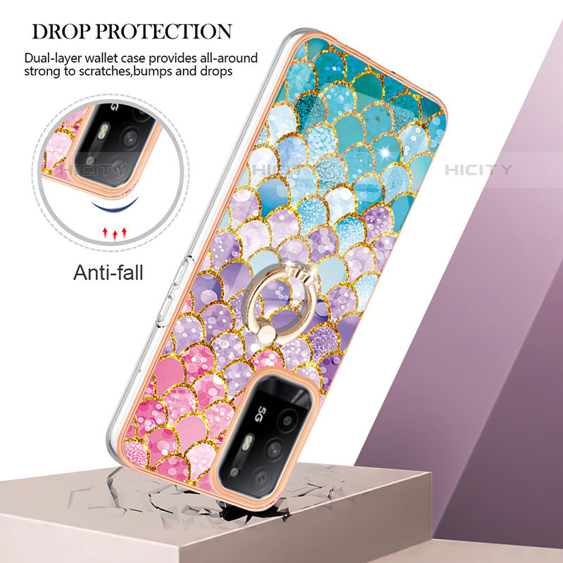 Funda Silicona Gel Goma Patron de Moda Carcasa con Anillo de dedo Soporte Y03B para Oppo F19 Pro+ Plus 5G