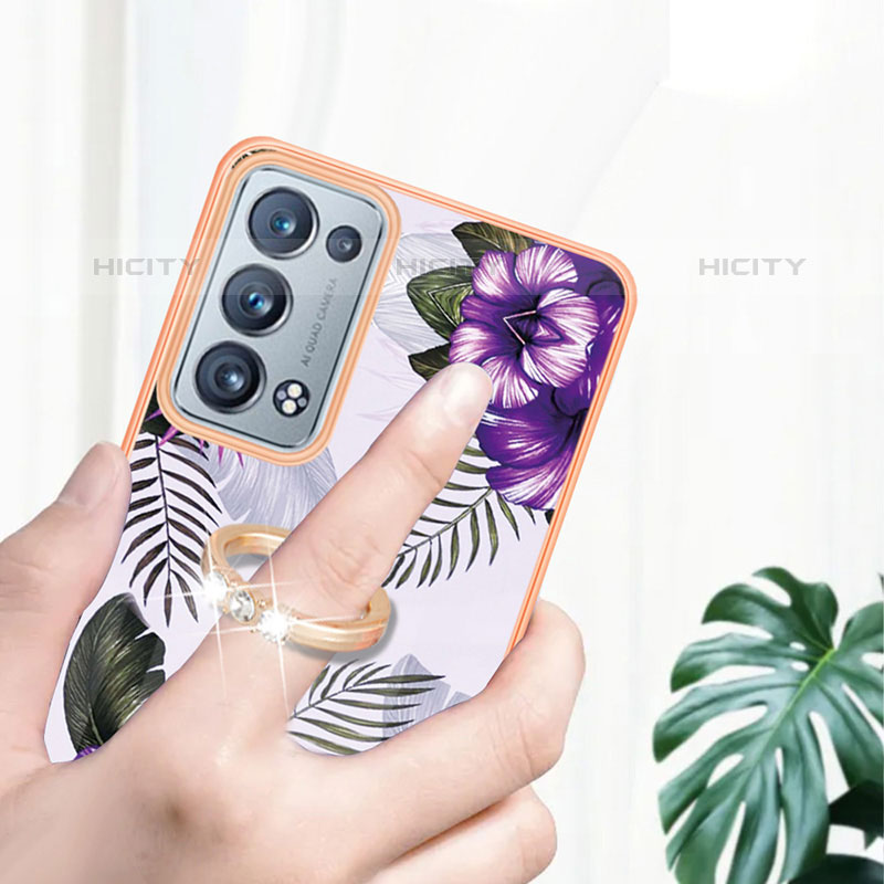 Funda Silicona Gel Goma Patron de Moda Carcasa con Anillo de dedo Soporte Y03B para Oppo Reno6 Pro 5G