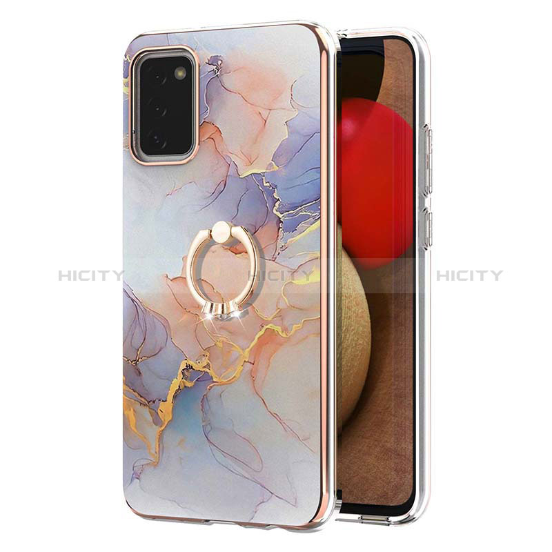 Funda Silicona Gel Goma Patron de Moda Carcasa con Anillo de dedo Soporte Y03B para Samsung Galaxy A02s