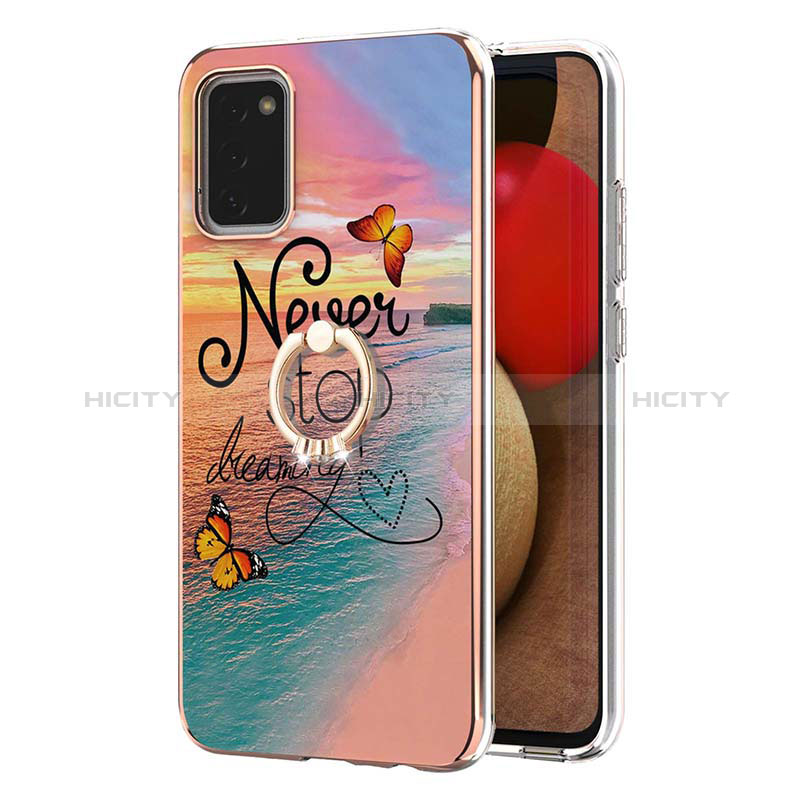 Funda Silicona Gel Goma Patron de Moda Carcasa con Anillo de dedo Soporte Y03B para Samsung Galaxy A02s