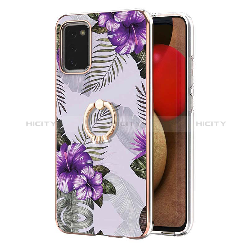 Funda Silicona Gel Goma Patron de Moda Carcasa con Anillo de dedo Soporte Y03B para Samsung Galaxy A02s