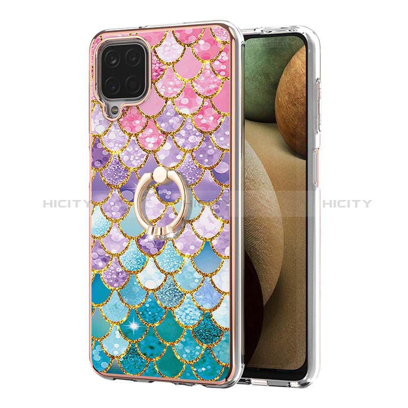 Funda Silicona Gel Goma Patron de Moda Carcasa con Anillo de dedo Soporte Y03B para Samsung Galaxy A12