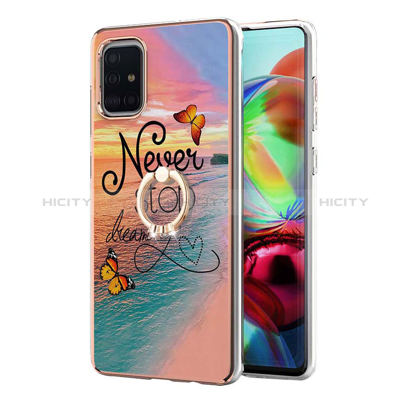 Funda Silicona Gel Goma Patron de Moda Carcasa con Anillo de dedo Soporte Y03B para Samsung Galaxy A71 5G