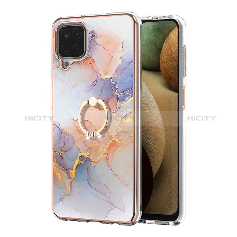 Funda Silicona Gel Goma Patron de Moda Carcasa con Anillo de dedo Soporte Y03B para Samsung Galaxy F12