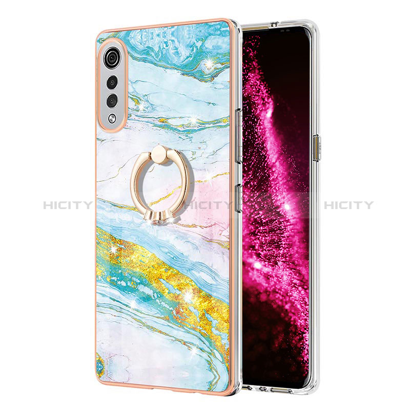 Funda Silicona Gel Goma Patron de Moda Carcasa con Anillo de dedo Soporte Y05B para LG Velvet 5G