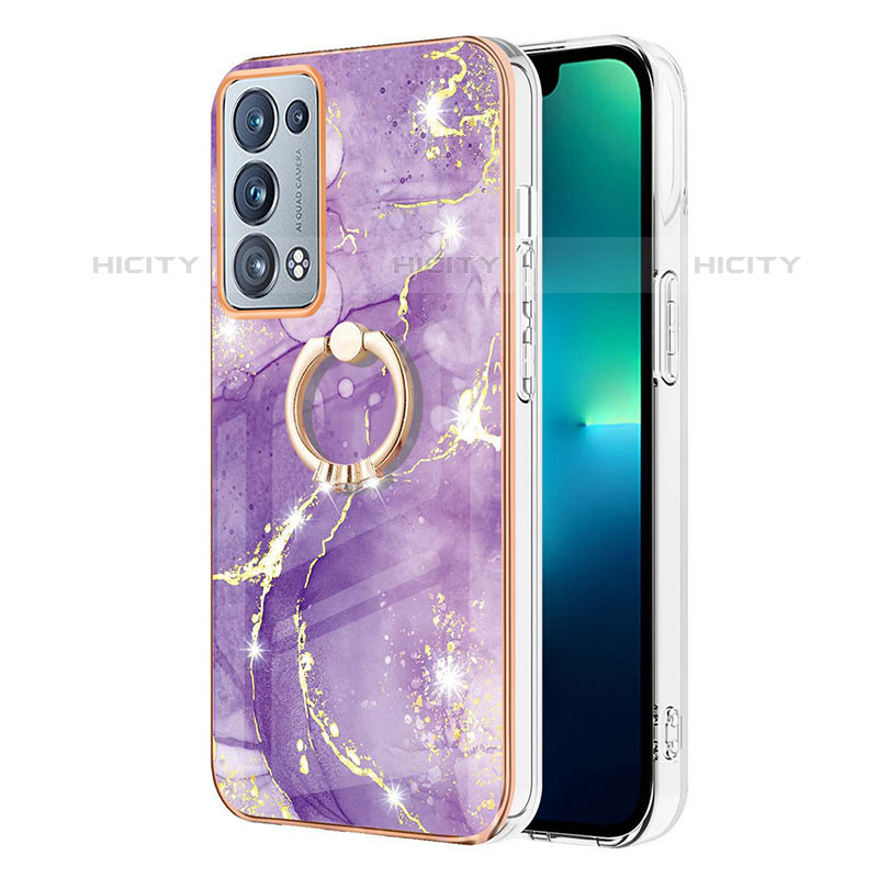 Funda Silicona Gel Goma Patron de Moda Carcasa con Anillo de dedo Soporte Y05B para Oppo Reno6 Pro 5G