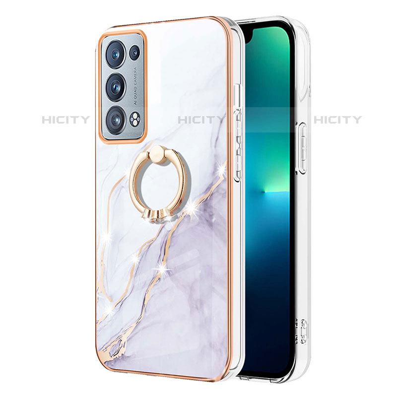 Funda Silicona Gel Goma Patron de Moda Carcasa con Anillo de dedo Soporte Y05B para Oppo Reno6 Pro 5G