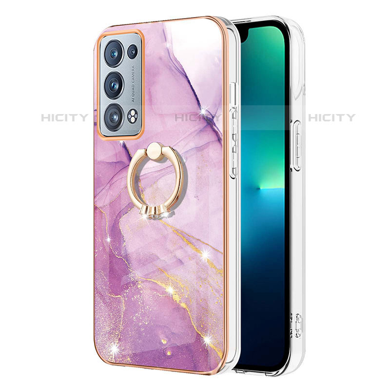 Funda Silicona Gel Goma Patron de Moda Carcasa con Anillo de dedo Soporte Y05B para Oppo Reno6 Pro 5G