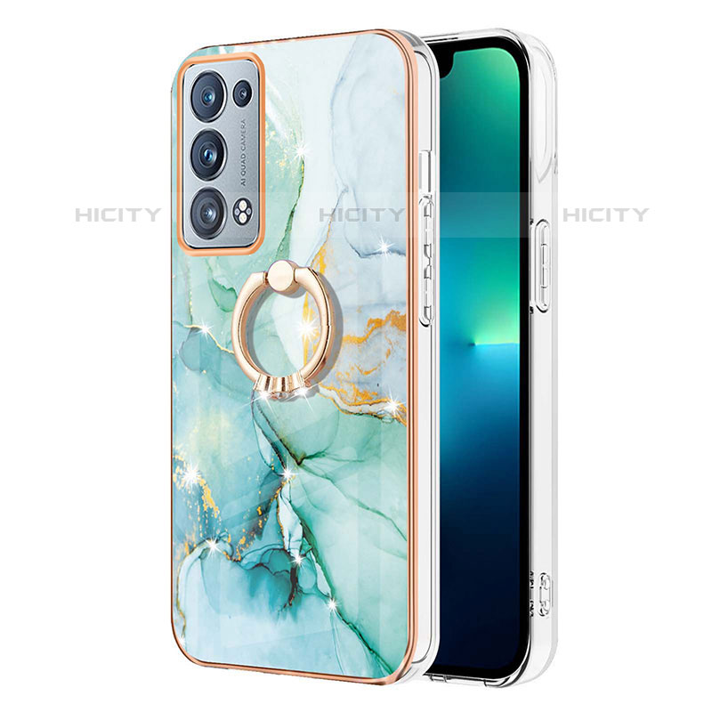 Funda Silicona Gel Goma Patron de Moda Carcasa con Anillo de dedo Soporte Y05B para Oppo Reno6 Pro 5G