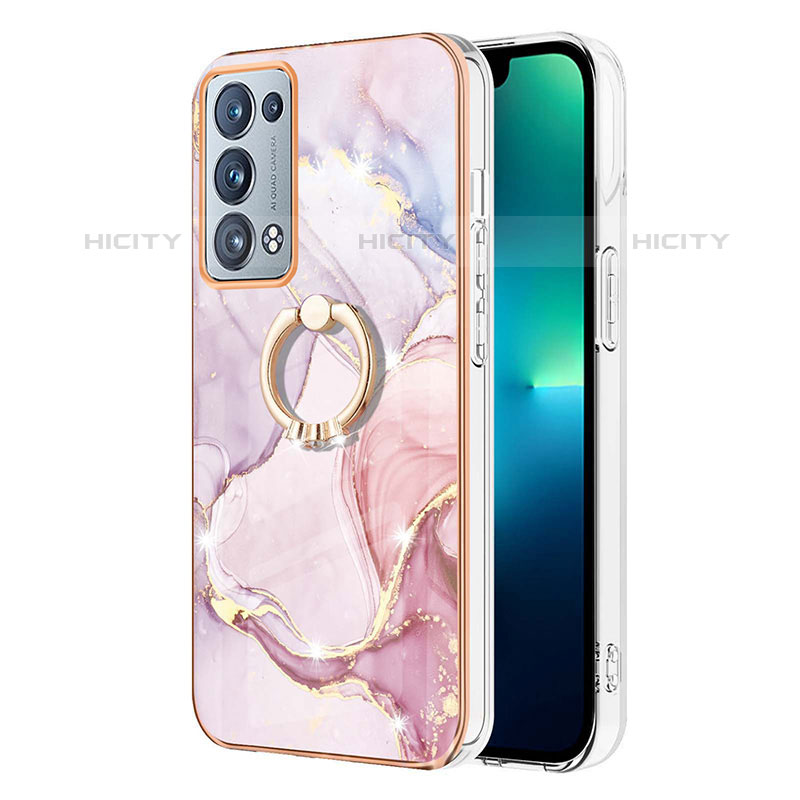 Funda Silicona Gel Goma Patron de Moda Carcasa con Anillo de dedo Soporte Y05B para Oppo Reno6 Pro+ Plus 5G