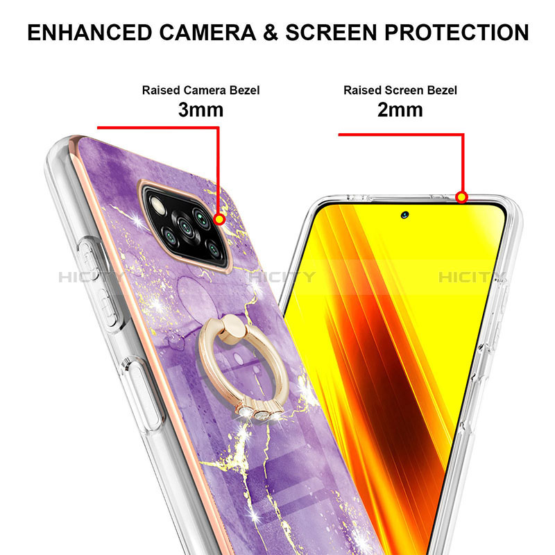 Funda Silicona Gel Goma Patron de Moda Carcasa con Anillo de dedo Soporte Y05B para Xiaomi Poco X3 NFC