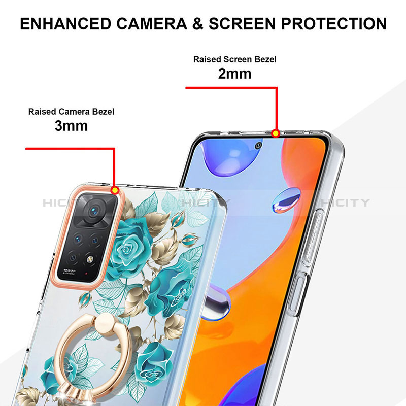 Funda Silicona Gel Goma Patron de Moda Carcasa con Anillo de dedo Soporte Y06B para Xiaomi Redmi Note 11 Pro 5G