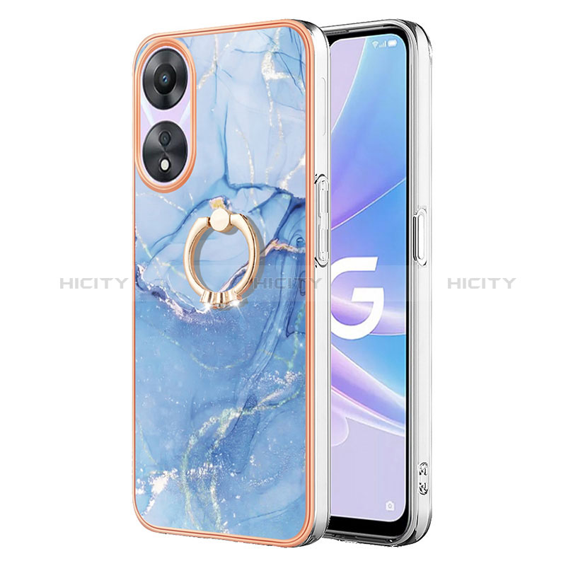 Funda Silicona Gel Goma Patron de Moda Carcasa con Anillo de dedo Soporte YB1 para Oppo A58 5G