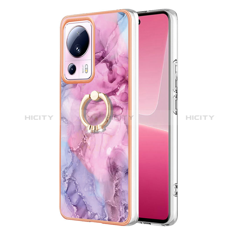 Funda Silicona Gel Goma Patron de Moda Carcasa con Anillo de dedo Soporte YB1 para Xiaomi Mi 13 Lite 5G