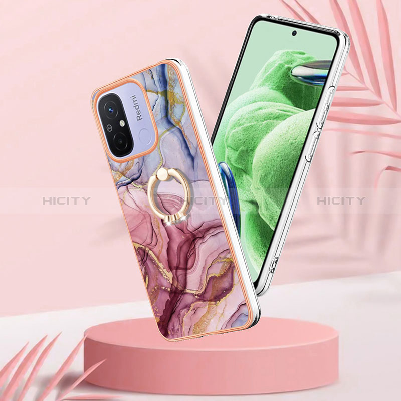 Funda Silicona Gel Goma Patron de Moda Carcasa con Anillo de dedo Soporte YB1 para Xiaomi Poco C55