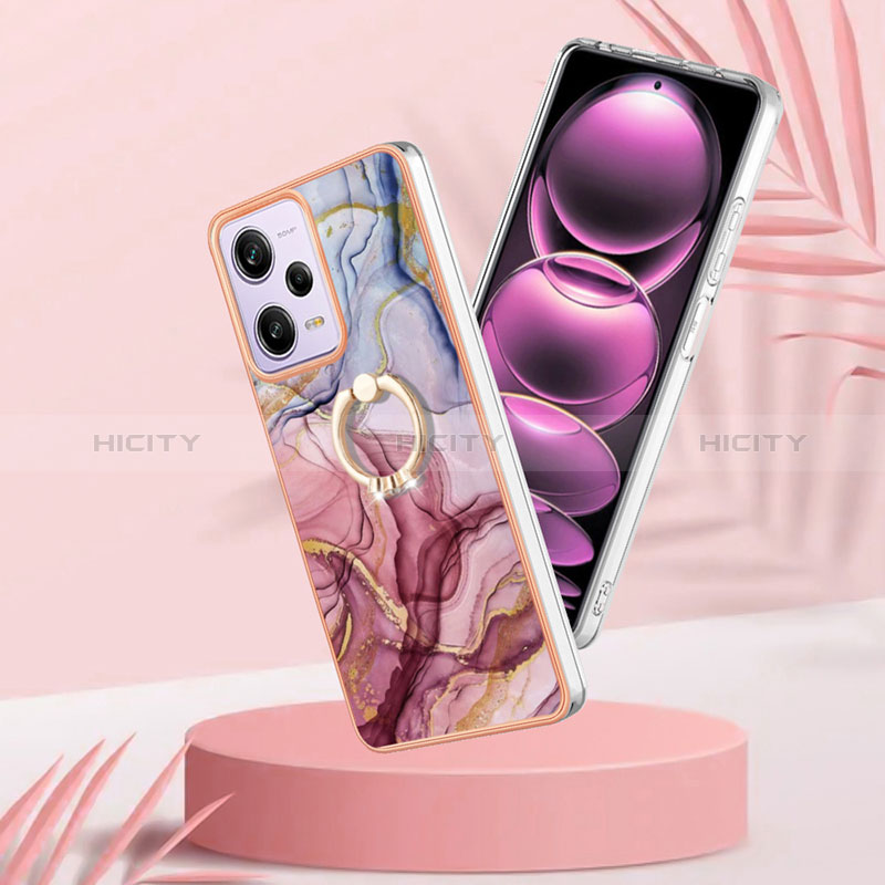 Funda Silicona Gel Goma Patron de Moda Carcasa con Anillo de dedo Soporte YB1 para Xiaomi Redmi Note 12 Pro 5G