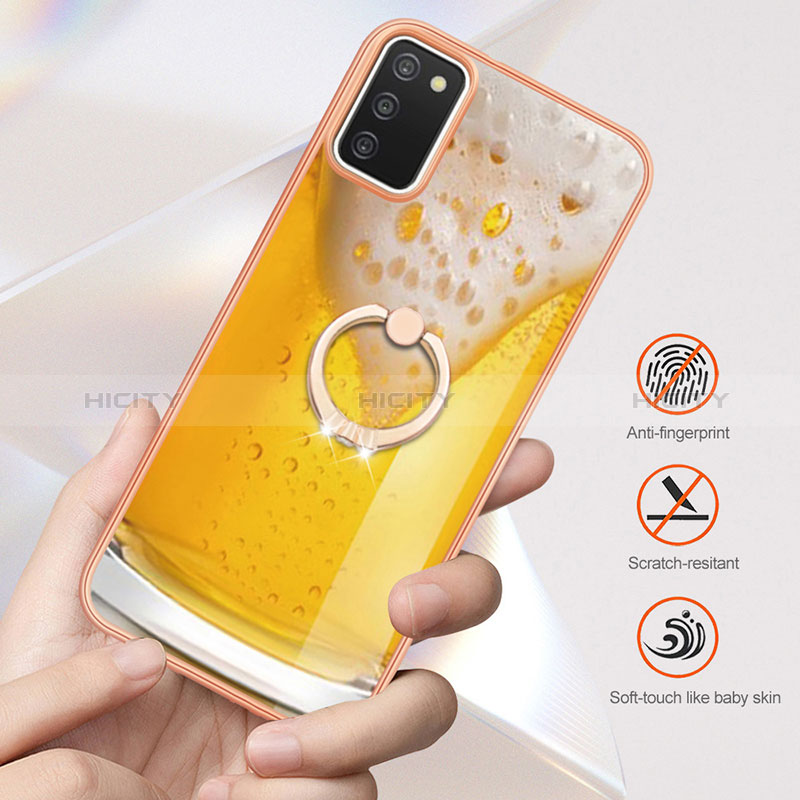 Funda Silicona Gel Goma Patron de Moda Carcasa con Anillo de dedo Soporte YB2 para Samsung Galaxy A02s