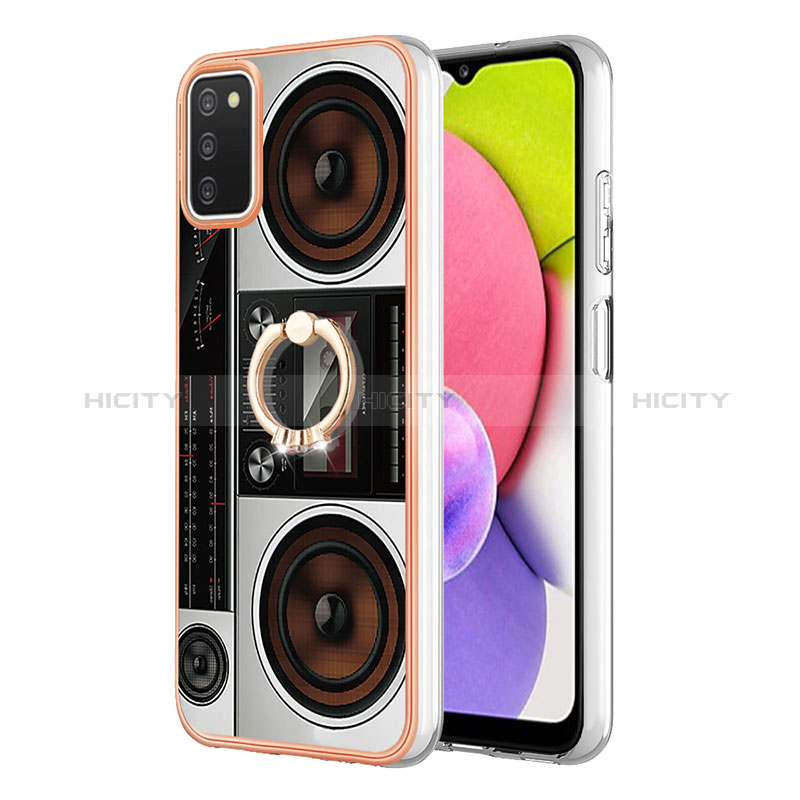 Funda Silicona Gel Goma Patron de Moda Carcasa con Anillo de dedo Soporte YB2 para Samsung Galaxy A02s