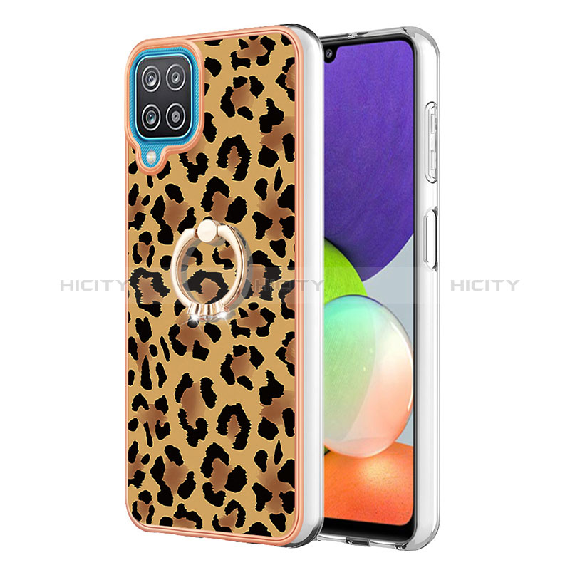 Funda Silicona Gel Goma Patron de Moda Carcasa con Anillo de dedo Soporte YB2 para Samsung Galaxy F12