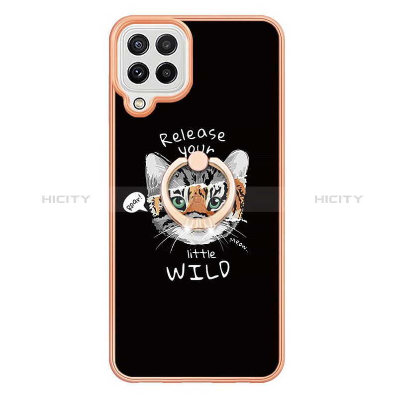 Funda Silicona Gel Goma Patron de Moda Carcasa con Anillo de dedo Soporte YB2 para Samsung Galaxy M32 4G