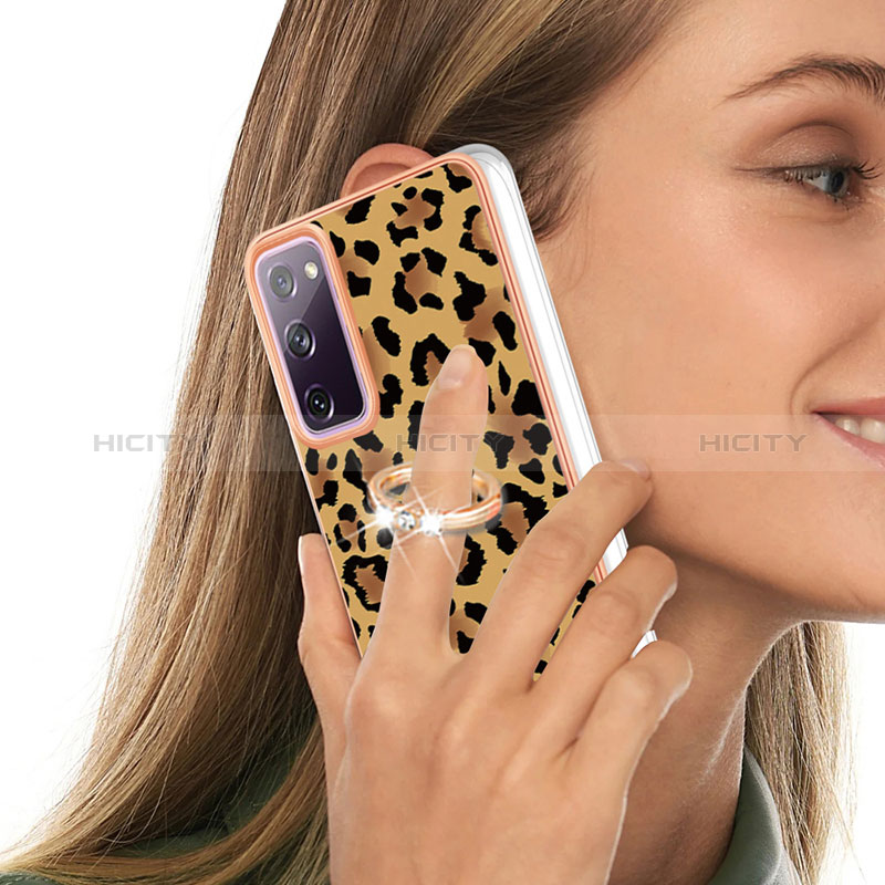 Funda Silicona Gel Goma Patron de Moda Carcasa con Anillo de dedo Soporte YB2 para Samsung Galaxy S20 FE 5G