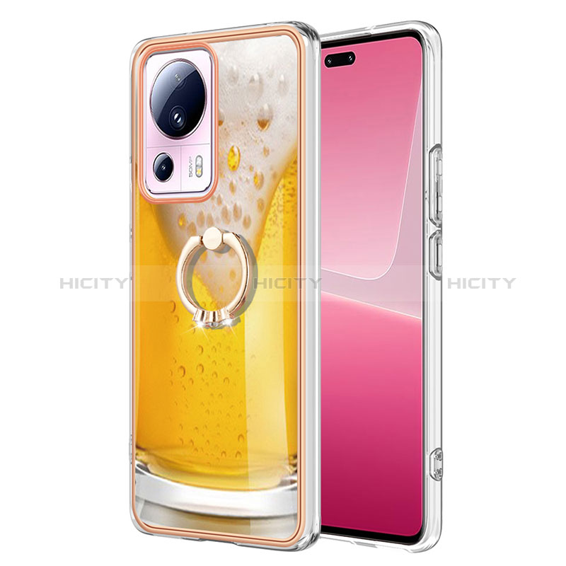 Funda Silicona Gel Goma Patron de Moda Carcasa con Anillo de dedo Soporte YB2 para Xiaomi Mi 13 Lite 5G