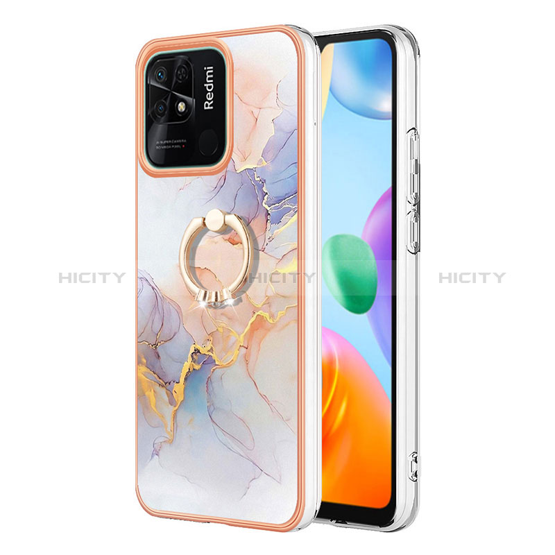 Funda Silicona Gel Goma Patron de Moda Carcasa con Anillo de dedo Soporte YB3 para Xiaomi Redmi 10C 4G