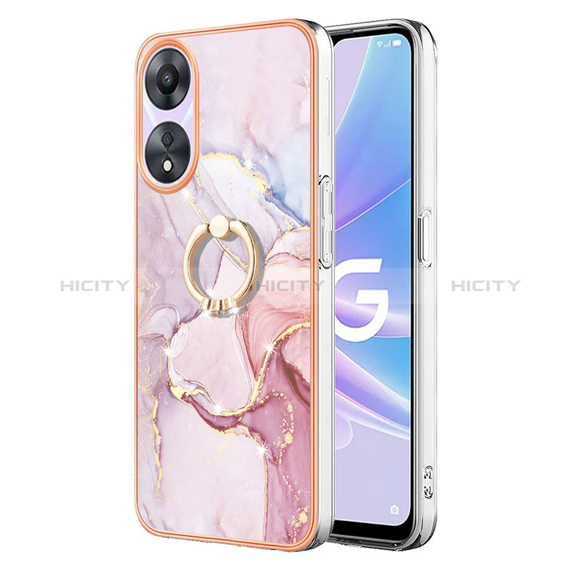 Funda Silicona Gel Goma Patron de Moda Carcasa con Anillo de dedo Soporte YB5 para Oppo A58 5G Purpura Claro