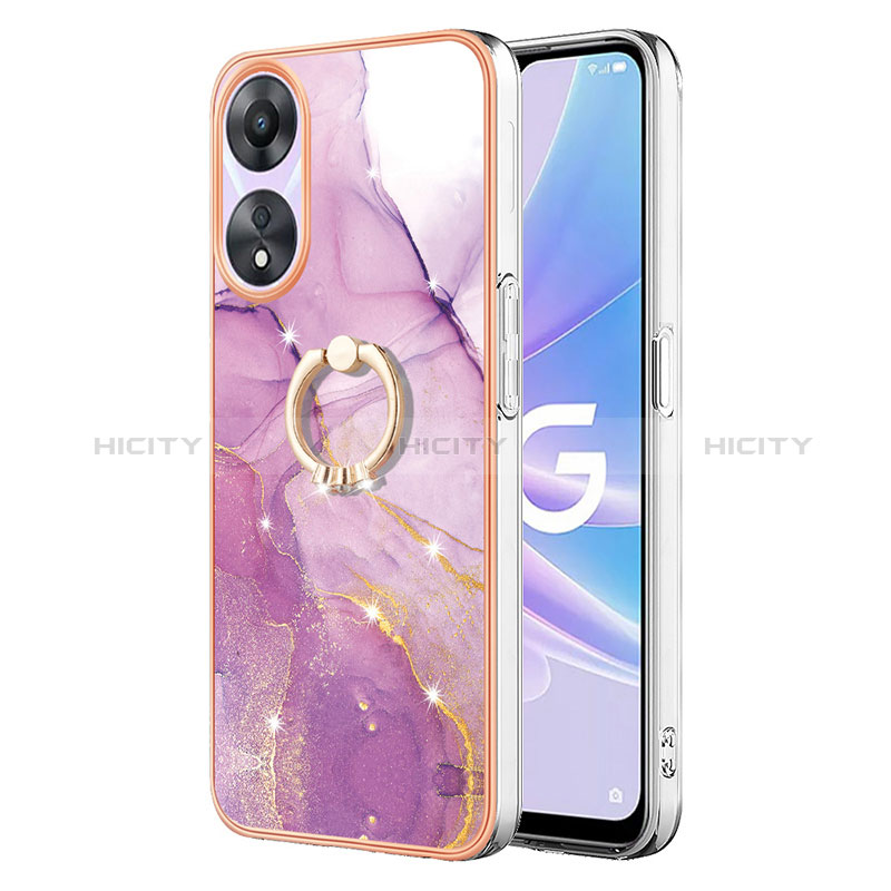 Funda Silicona Gel Goma Patron de Moda Carcasa con Anillo de dedo Soporte YB5 para Oppo A78 5G Rosa