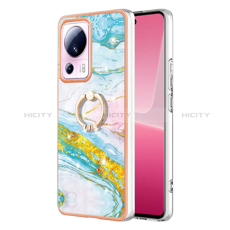 Funda Silicona Gel Goma Patron de Moda Carcasa con Anillo de dedo Soporte YB5 para Xiaomi Mi 13 Lite 5G