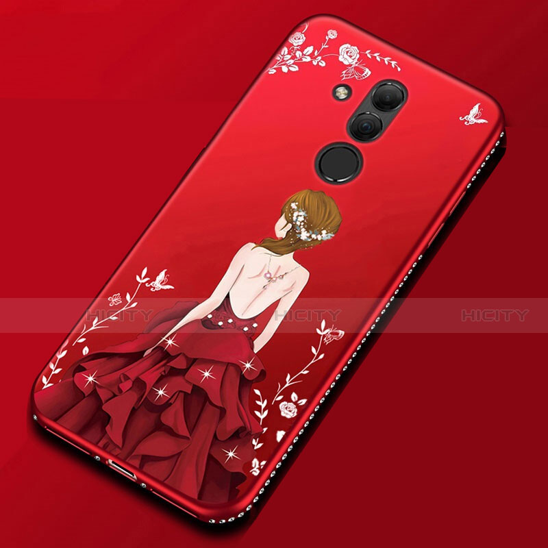 Funda Silicona Gel Goma Patron de Moda Carcasa para Huawei Mate 20 Lite Rojo