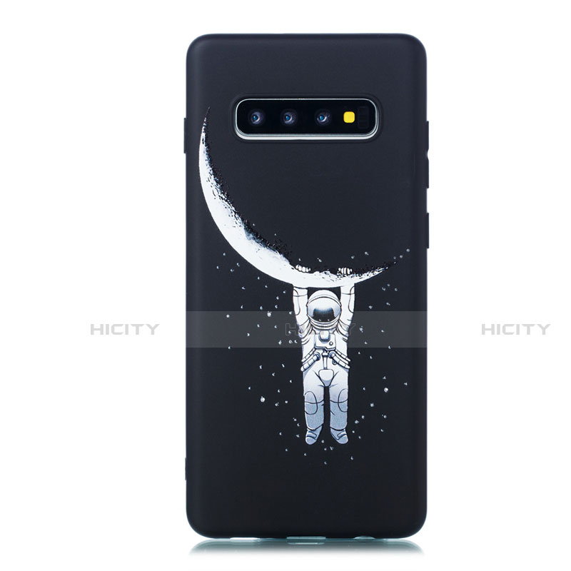 Funda Silicona Gel Goma Patron de Moda Carcasa para Samsung Galaxy S10 Plus Negro