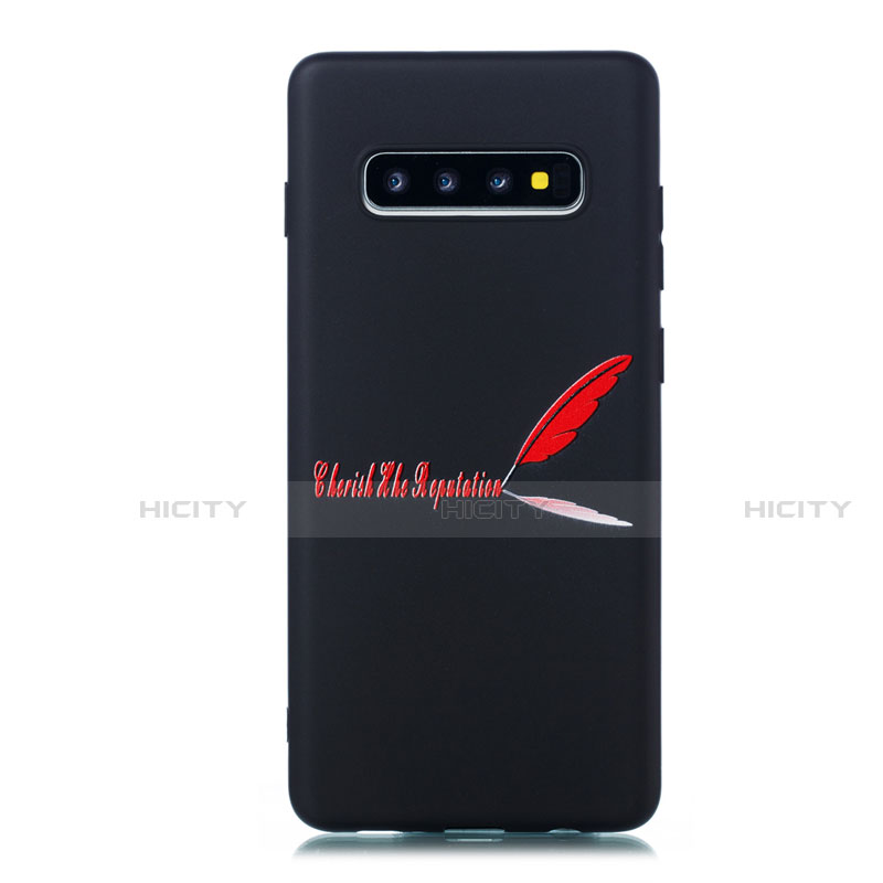Funda Silicona Gel Goma Patron de Moda Carcasa S01 para Samsung Galaxy S10 Rojo