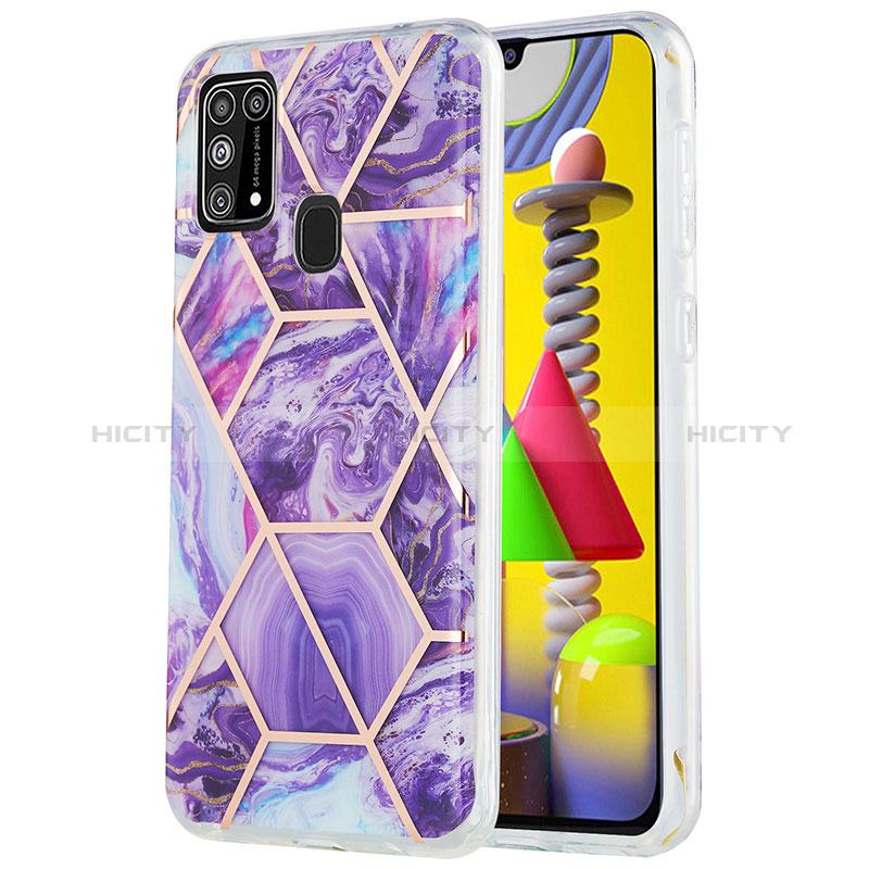 Funda Silicona Gel Goma Patron de Moda Carcasa Y01B para Samsung Galaxy M21s Morado