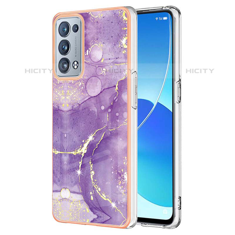 Funda Silicona Gel Goma Patron de Moda Carcasa Y05B para Oppo Reno6 Pro 5G Morado