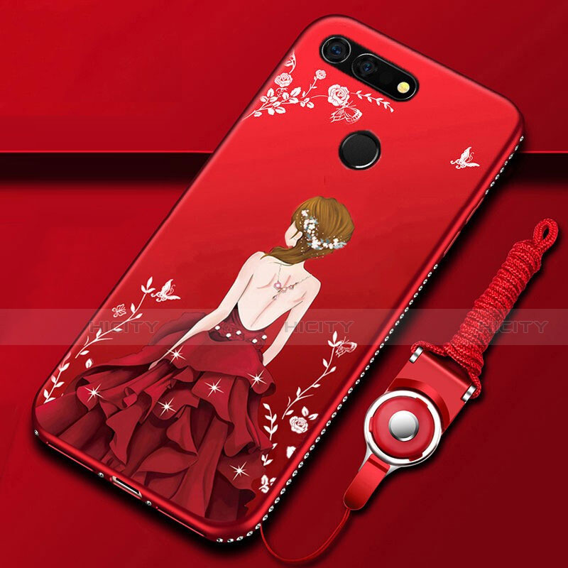 Funda Silicona Gel Goma Vestido de Novia Carcasa K01 para Huawei Honor View 20 Rojo