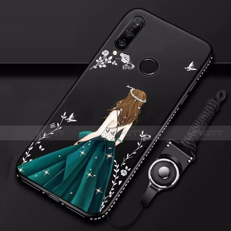 Funda Silicona Gel Goma Vestido de Novia Carcasa K01 para Huawei P30 Lite New Edition Negro