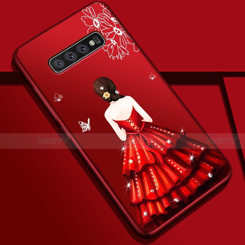 Funda Silicona Gel Goma Vestido de Novia Carcasa K01 para Samsung Galaxy S10 5G Rojo