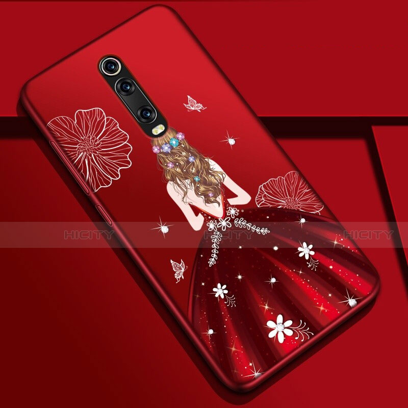 Funda Silicona Gel Goma Vestido de Novia Carcasa K01 para Xiaomi Mi 9T Pro Rojo Rosa