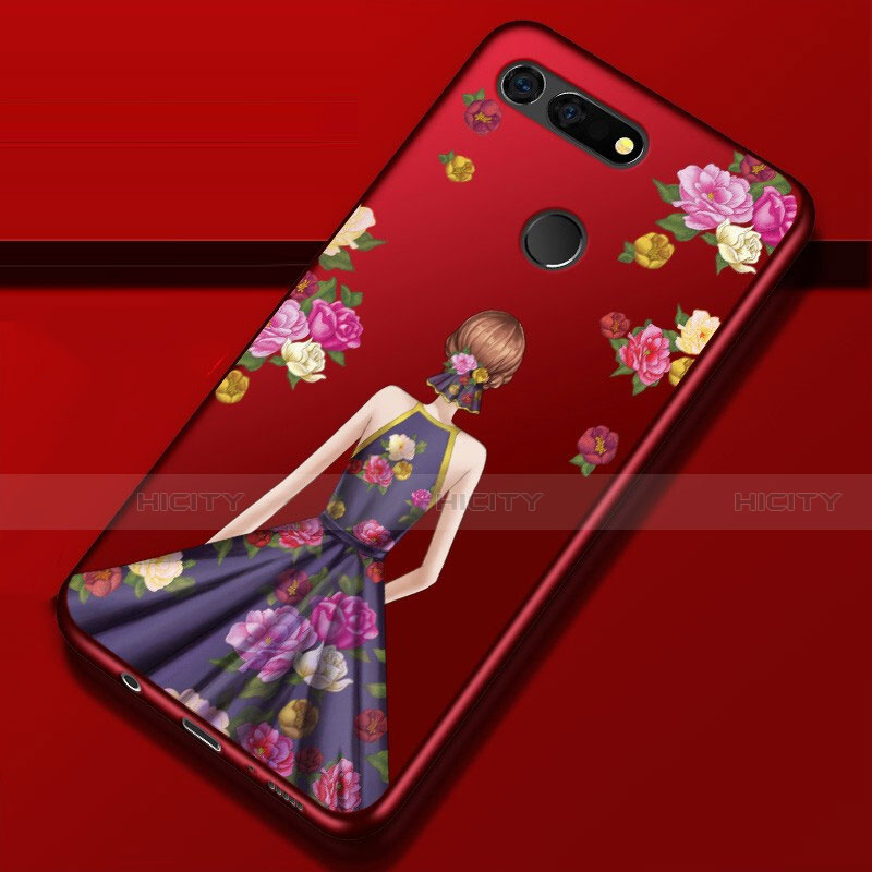 Funda Silicona Gel Goma Vestido de Novia Carcasa K02 para Huawei Honor View 20 Morado