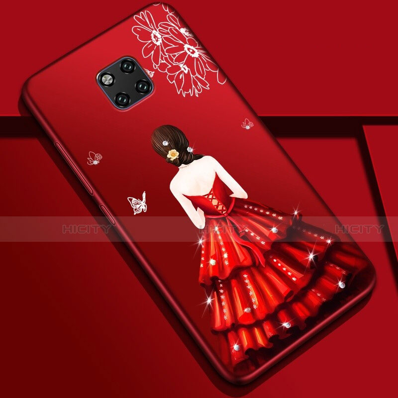Funda Silicona Gel Goma Vestido de Novia Carcasa K02 para Huawei Mate 20 Pro Rojo