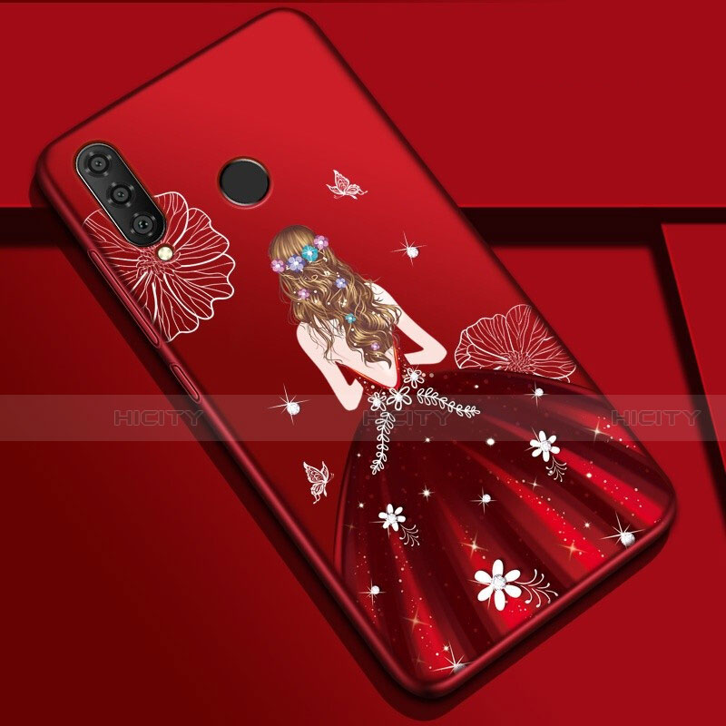 Funda Silicona Gel Goma Vestido de Novia Carcasa K03 para Huawei P30 Lite New Edition Rojo