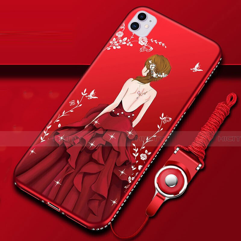 Funda Silicona Gel Goma Vestido de Novia Carcasa M01 para Apple iPhone 11 Rojo