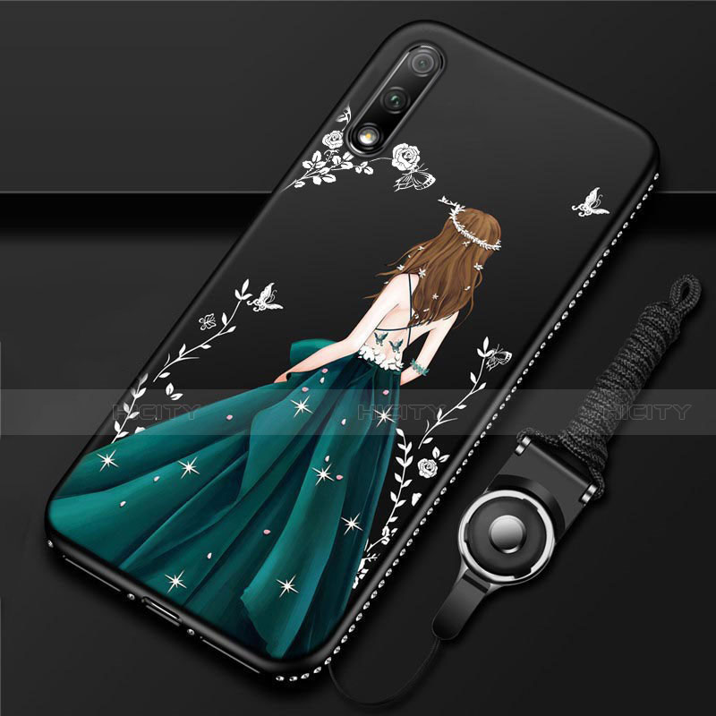 Funda Silicona Gel Goma Vestido de Novia Carcasa para Huawei Enjoy 10 Verde