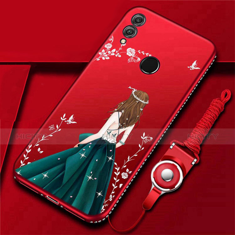 Funda Silicona Gel Goma Vestido de Novia Carcasa para Huawei Honor 10 Lite Rojo Rosa