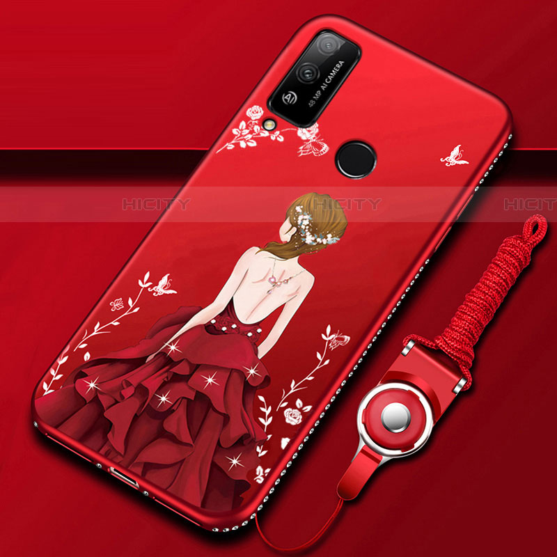 Funda Silicona Gel Goma Vestido de Novia Carcasa para Huawei Honor Play4T Rojo
