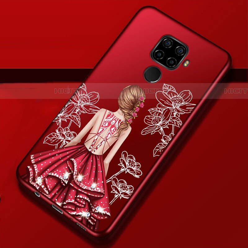 Funda Silicona Gel Goma Vestido de Novia Carcasa para Huawei Mate 30 Lite Rojo