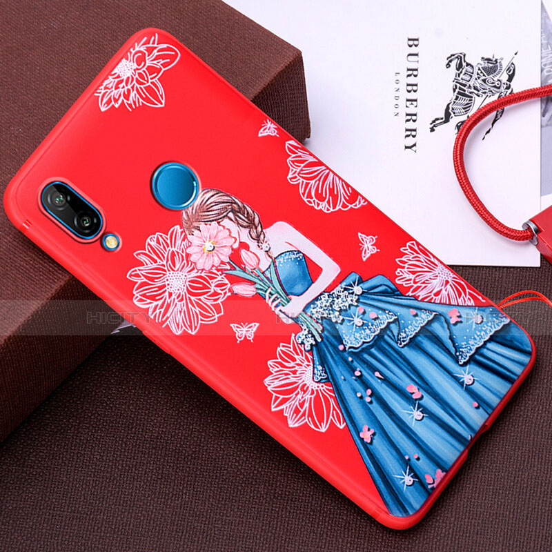 Funda Silicona Gel Goma Vestido de Novia Carcasa para Huawei Nova 3e Azul Cielo