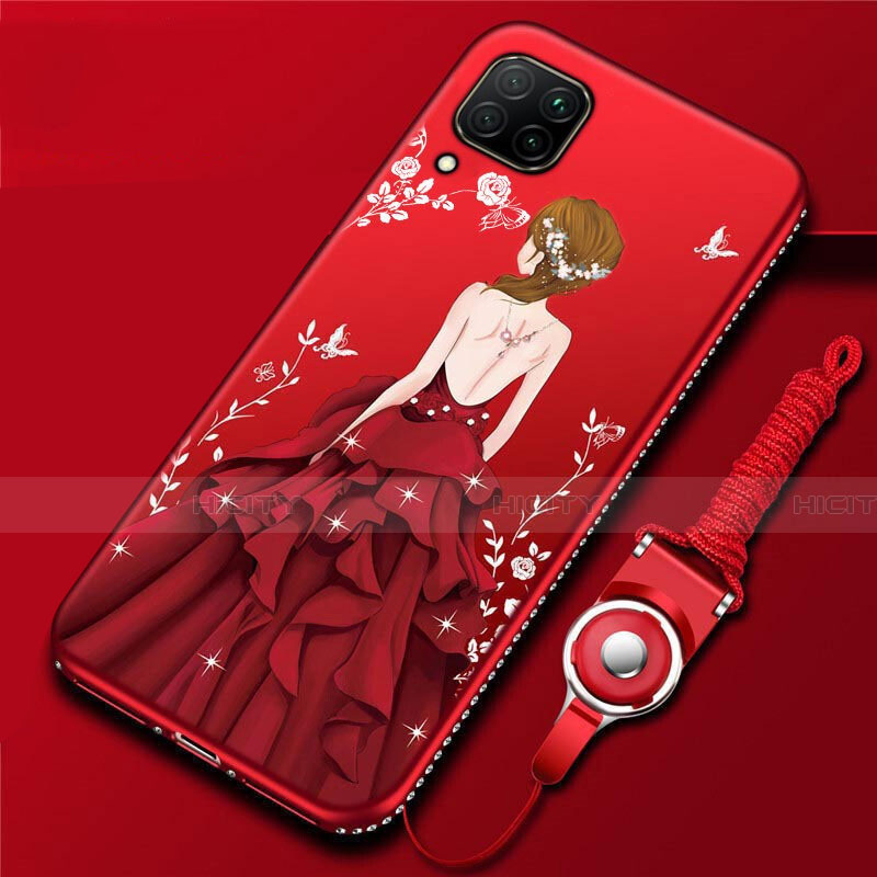 Funda Silicona Gel Goma Vestido de Novia Carcasa para Huawei Nova 7i Rojo