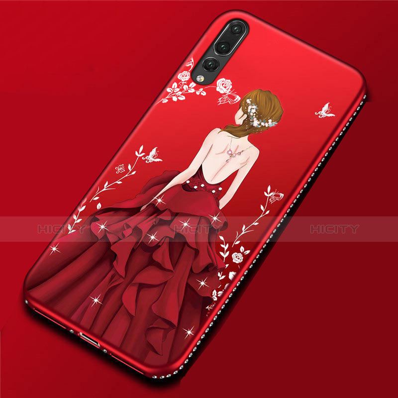 Funda Silicona Gel Goma Vestido de Novia Carcasa para Huawei P20 Pro Rojo